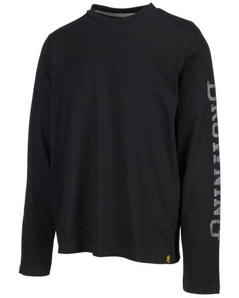 Browning Men's Solid Logan Logo Graphic Lightweight Long Sleeve T-Shirt , Black, hi-res