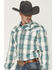 Image #2 - Stetson Men's Dobby Plaid Print Long Sleeve Snap Western Shirt, Blue, hi-res