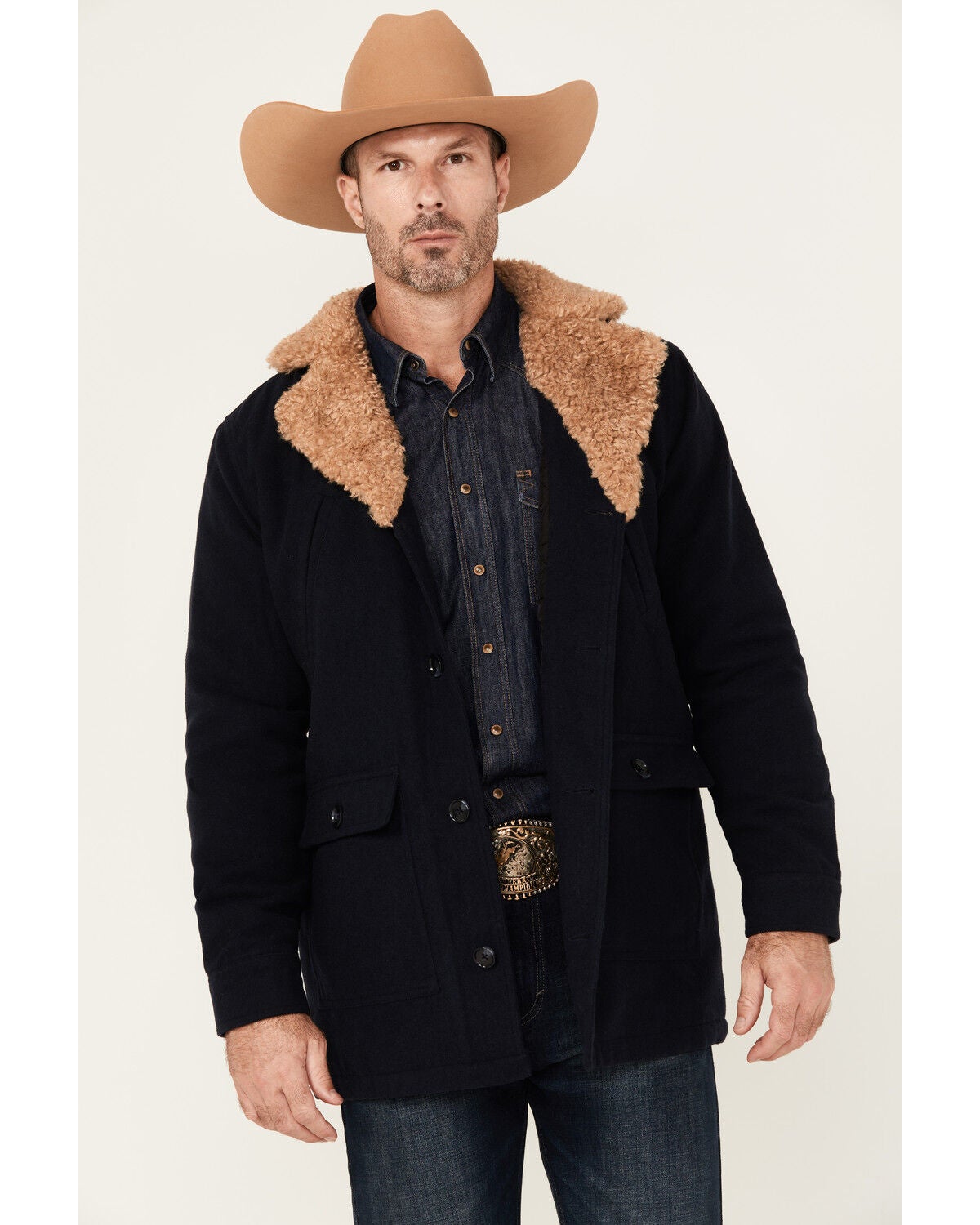 Cody James Men's Legacy II Sherpa Wool Coat, Navy, hi-res