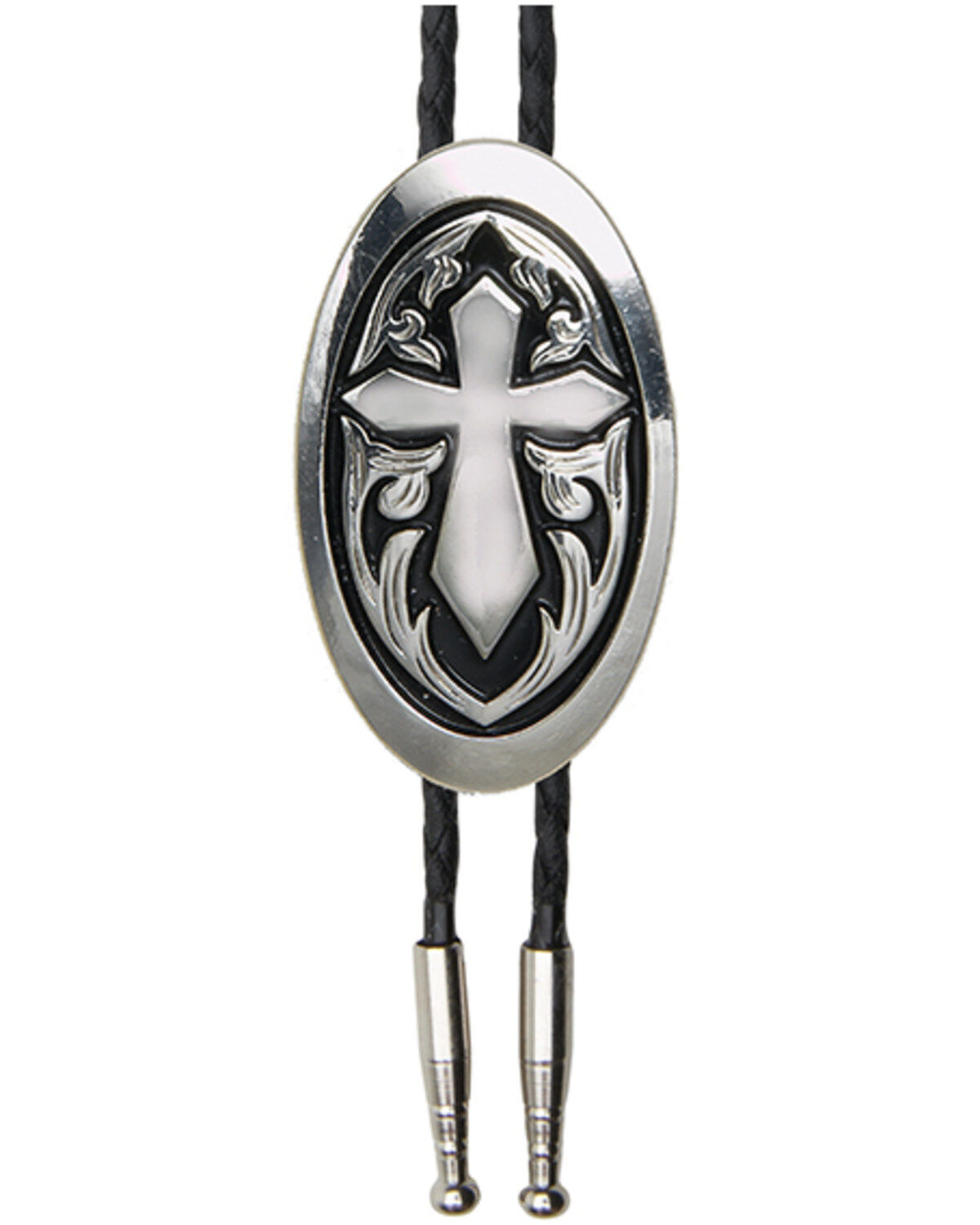 Image #1 - Cody James Men's Oval Cross Bolo Tie, Silver, hi-res