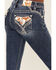 Image #2 - Miss Me Women's Medium Wash Mid Rise Cowhide Pocket Bootcut Stretch Denim Jeans, Medium Wash, hi-res