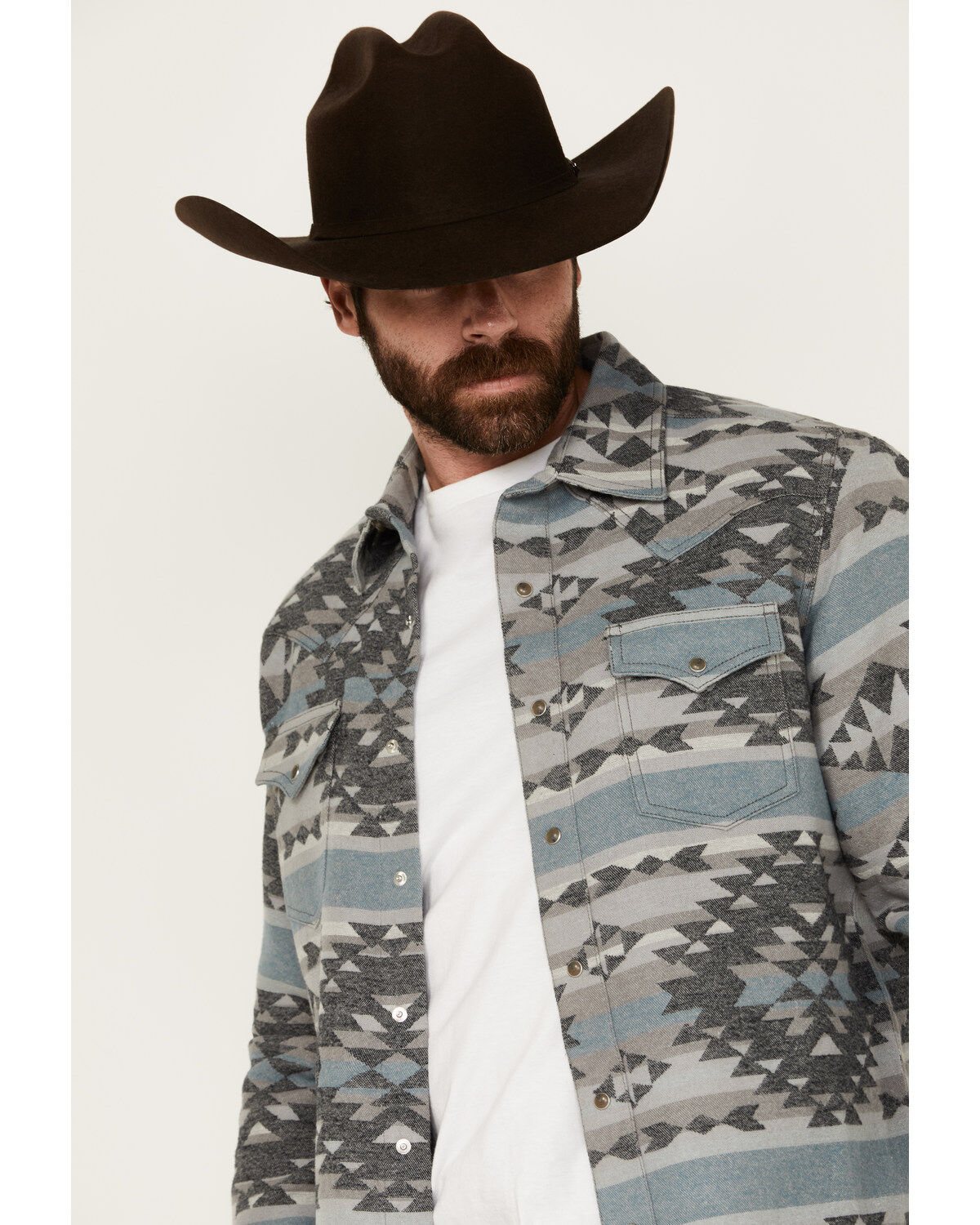 Image #2 - Wrangler Retro Men's Southwestern Print Shirt Jacket, Blue, hi-res