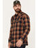 Image #2 - Moonshine Spirit Men's Rusted Still Plaid Print Snap Western Flannel Shirt, Navy, hi-res