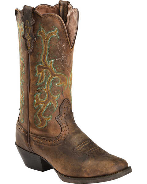 Image #1 - Justin Women's 12" Square Toe Stampede Western Boots, Sorrel, hi-res