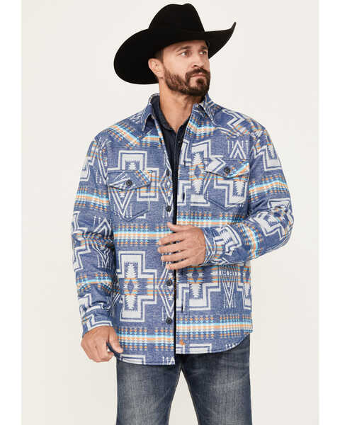Cody James Men's Southwestern Print Rider Shirt Jacket, Navy