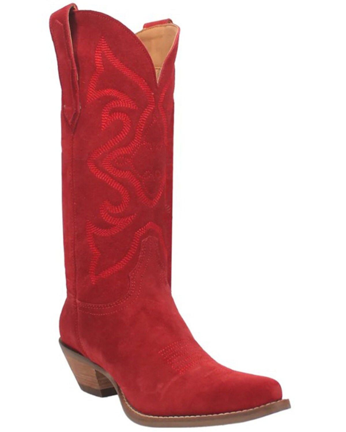 Dingo Women's Out West Suede Western Boots - Snip Toe, Red, hi-res