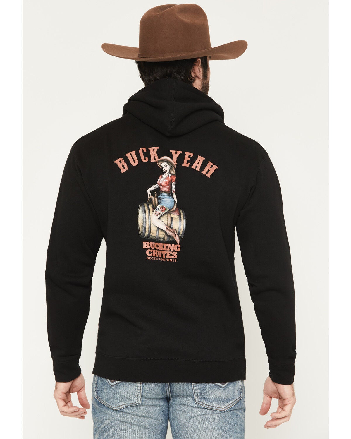 Bucking Chutes Men's Barrel Bettie Graphic Hooded Sweatshirt, Black, hi-res