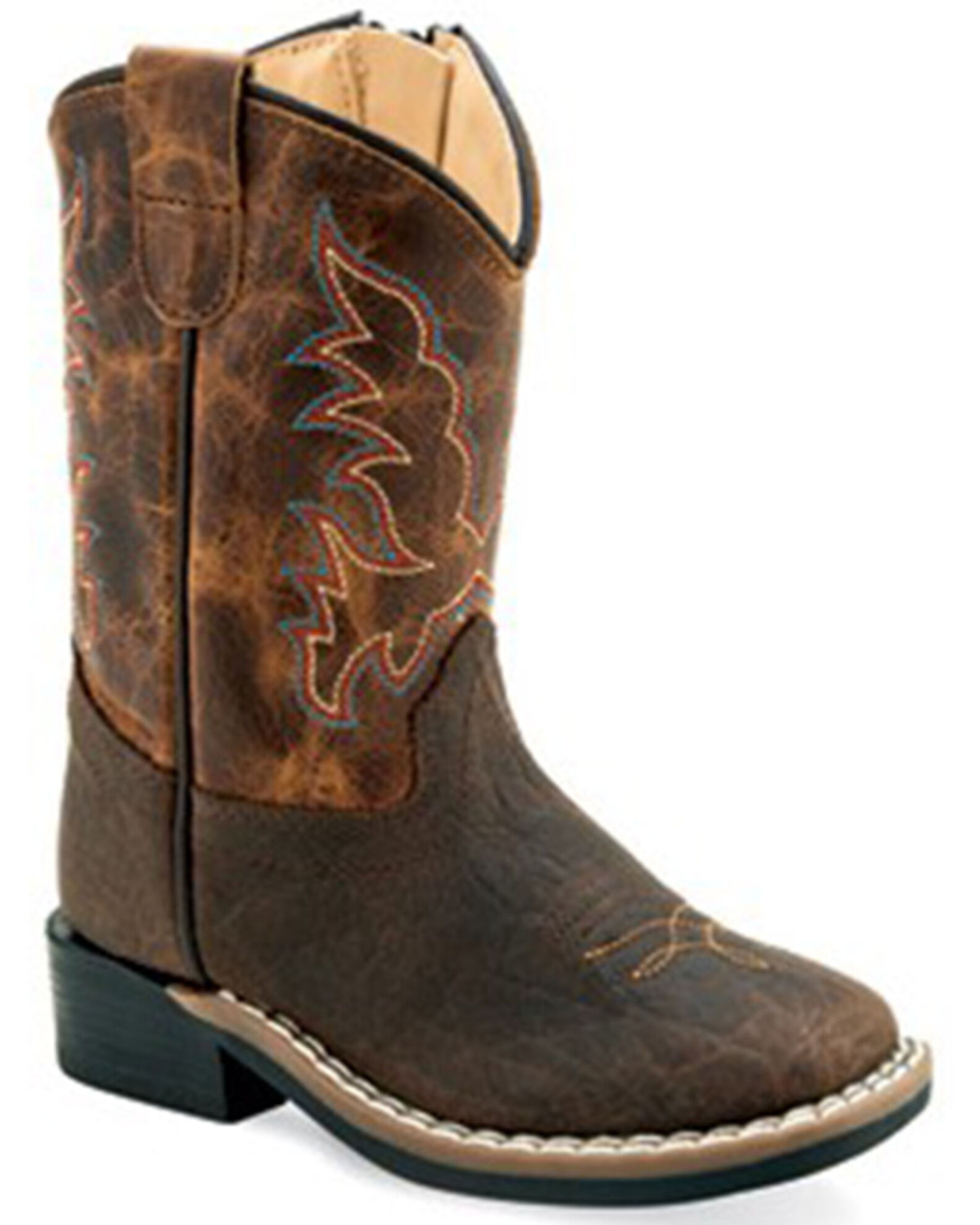 Old West Toddler Boys Bull Hide Print Western Boots Broad