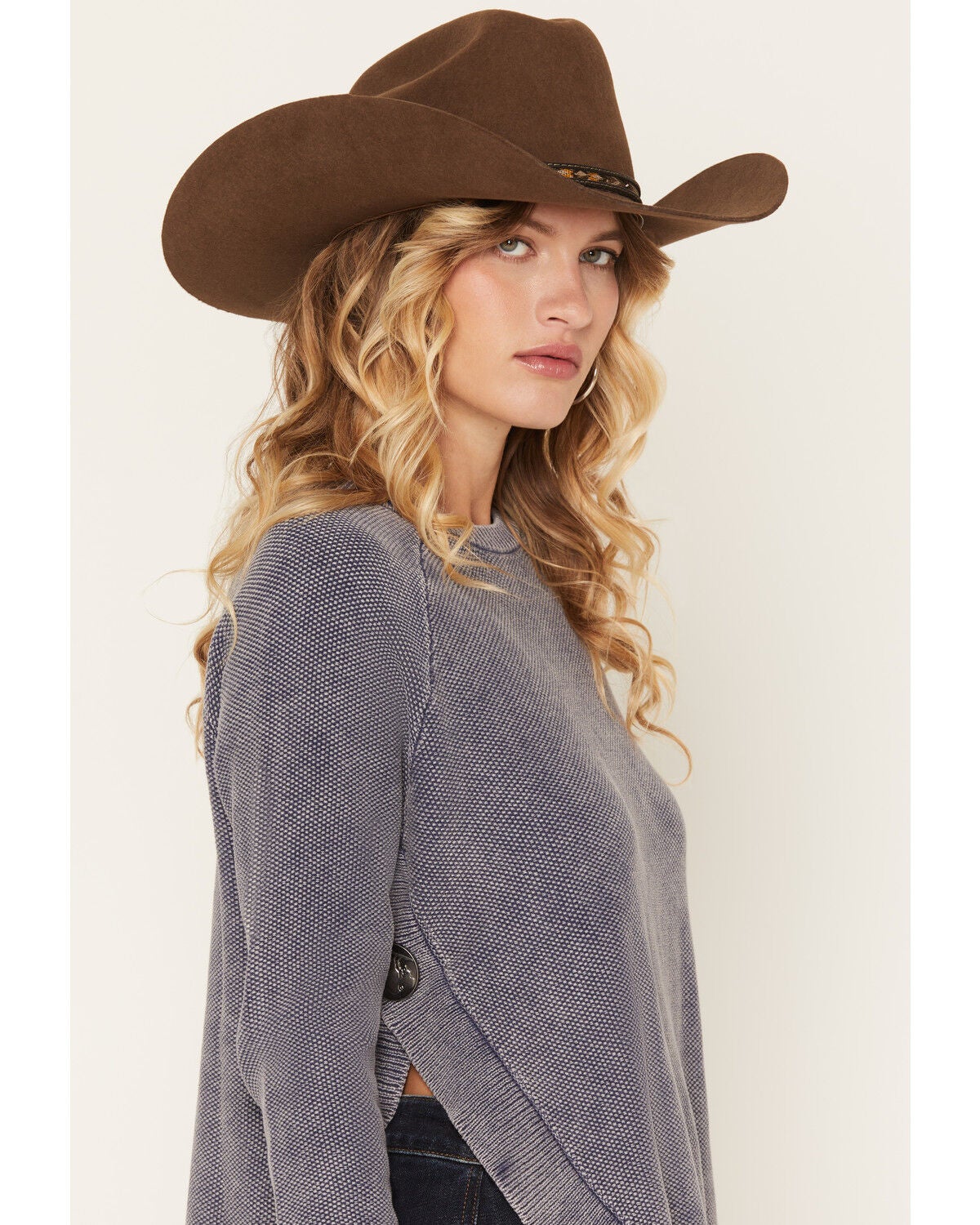 Image #2 - Cotton & Rye Women's Round Bottom Sweater, Blue, hi-res