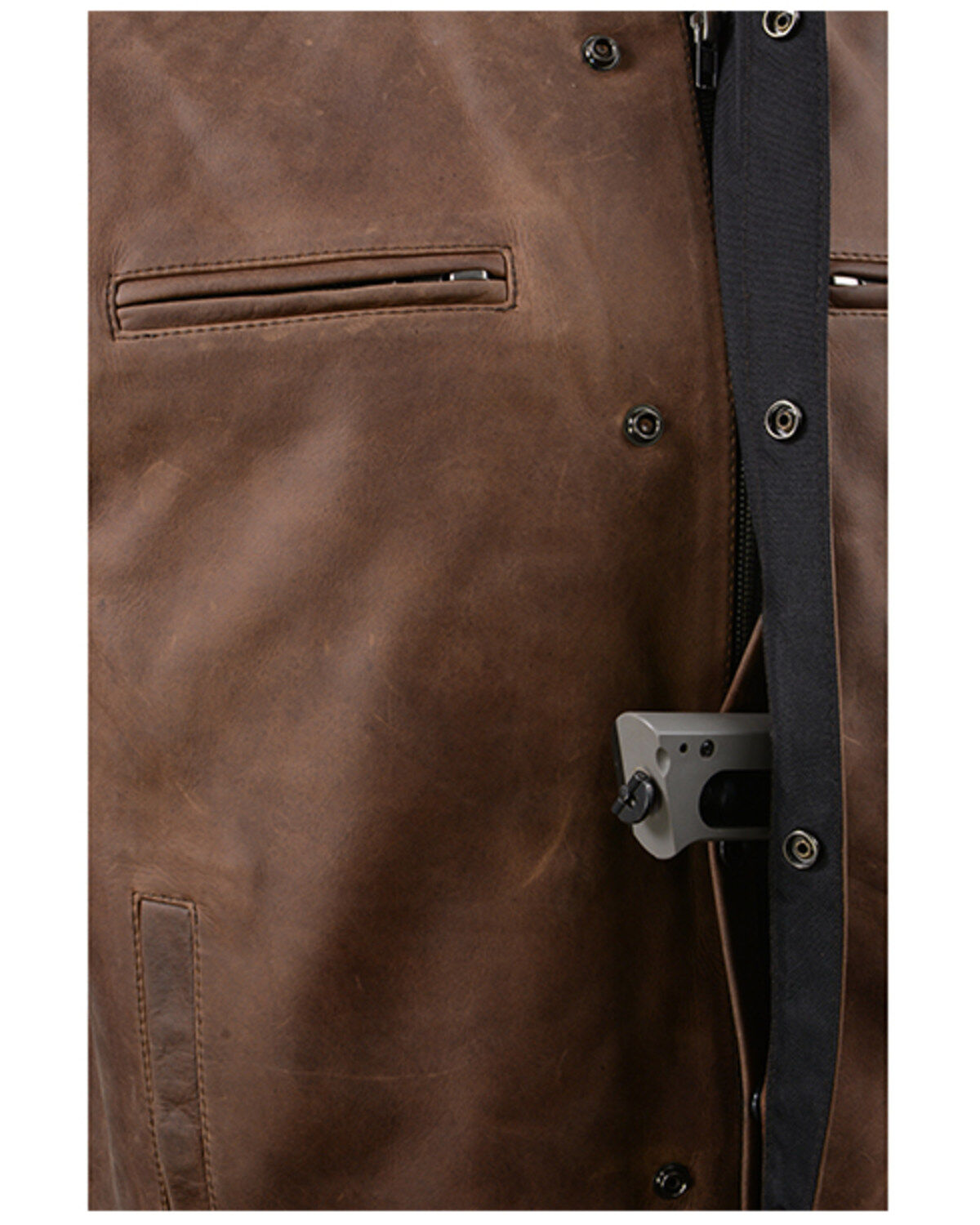 Image #3 - Milwaukee Leather Men's Gambler Concealed Carry Vintage Motorcycle Leather Vest - 5X, Brown, hi-res
