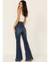 Image #3 - Grace in LA Women's High Rise Split Bottom Flare Denim Jeans, , hi-res
