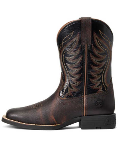 Image #2 - Ariat Boys' Amos Hand-Stained Western Boot - Broad Square Toe , Brown, hi-res