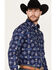 Image #2 - Rough Stock by Panhandle Men's Bandana Southwestern Long Sleeve Snap Western Shirt, Navy, hi-res