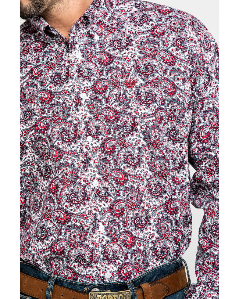 Cinch Men S White Floral Paisley Print Long Sleeve Western Shirt