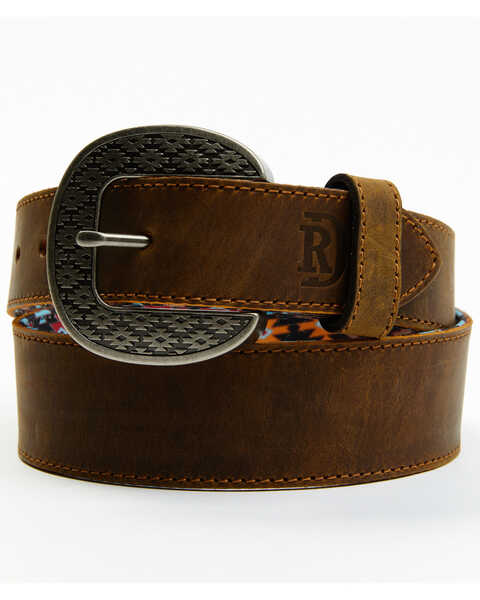Red Dirt Hat Co. Men's Distressed Leather Belt, Brown, hi-res