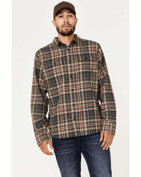 Brothers & Sons Men's Everyday Charcoal Plaid Long Sleeve Button-Down Western Flannel Shirt , Charcoal, hi-res