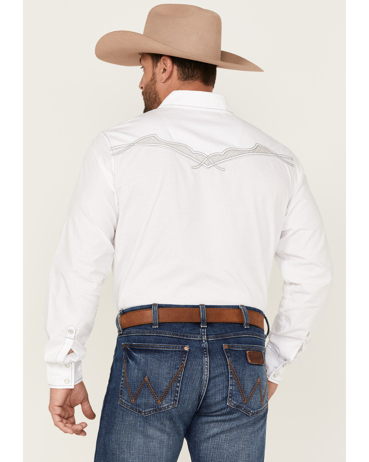 Image #4 - Rock 47 By Wrangler Men's Embroidered Long Sleeve Pearl Snap Western Shirt, White, hi-res