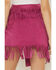 Double D Ranch Women's Chaperros Fringe Suede Skirt, Pink, hi-res