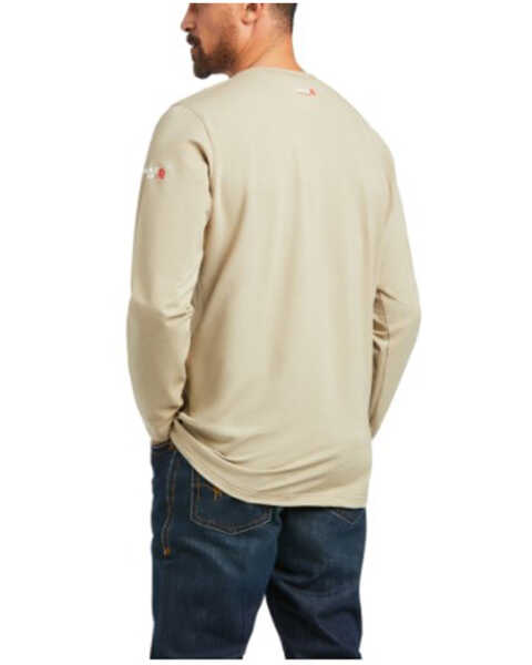 Ariat Men's FR Base Layer Long Sleeve Work T-Shirt - Big, Beige/khaki, hi-res