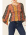 Image #3 - Shyanne Women's Boho Floral Stripe Bell Sleeve Top, Black, hi-res