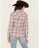 Image #4 - Wrangler Retro Women's Boot Barn Exclusive Long Sleeve Snap Western Flannel Shirt, Steel Blue, hi-res