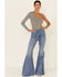 Image #1 - Free People Women's Love Letters Float On Flare Jeans, Blue, hi-res