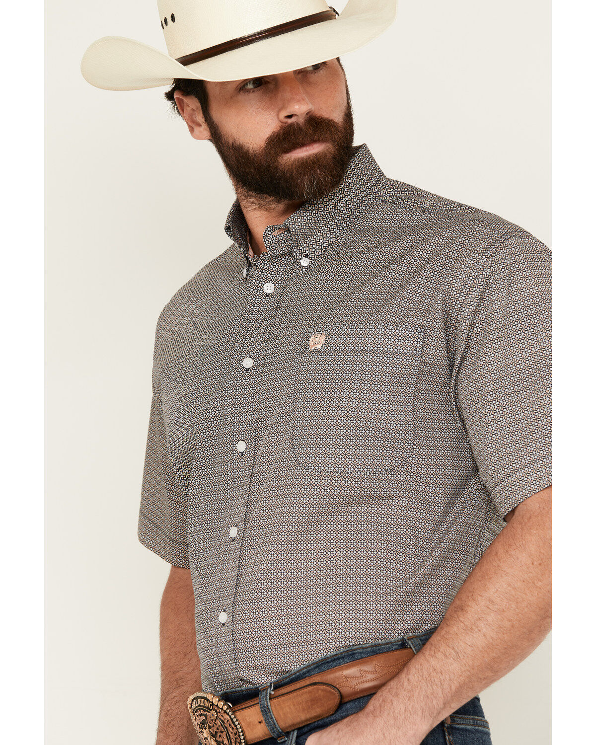 Cinch Men's Geo Print Short Sleeve Button-Down Western Shirt