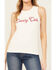 Image #2 - Blended Women's Rhinestone Country Club Graphic Tank , White, hi-res