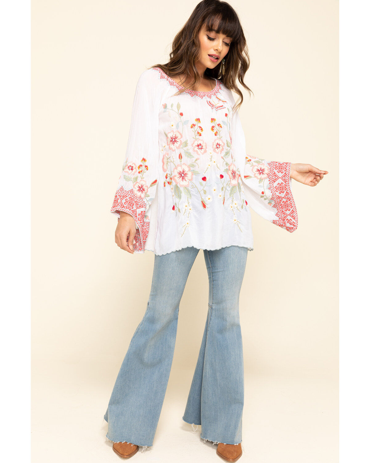 Image #6 - Johnny Was Women's White Grace Bell Sleeve Top, , hi-res