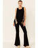 Image #1 - Mystree Women's Contrast Floral Boho Back Tank Top, Black, hi-res