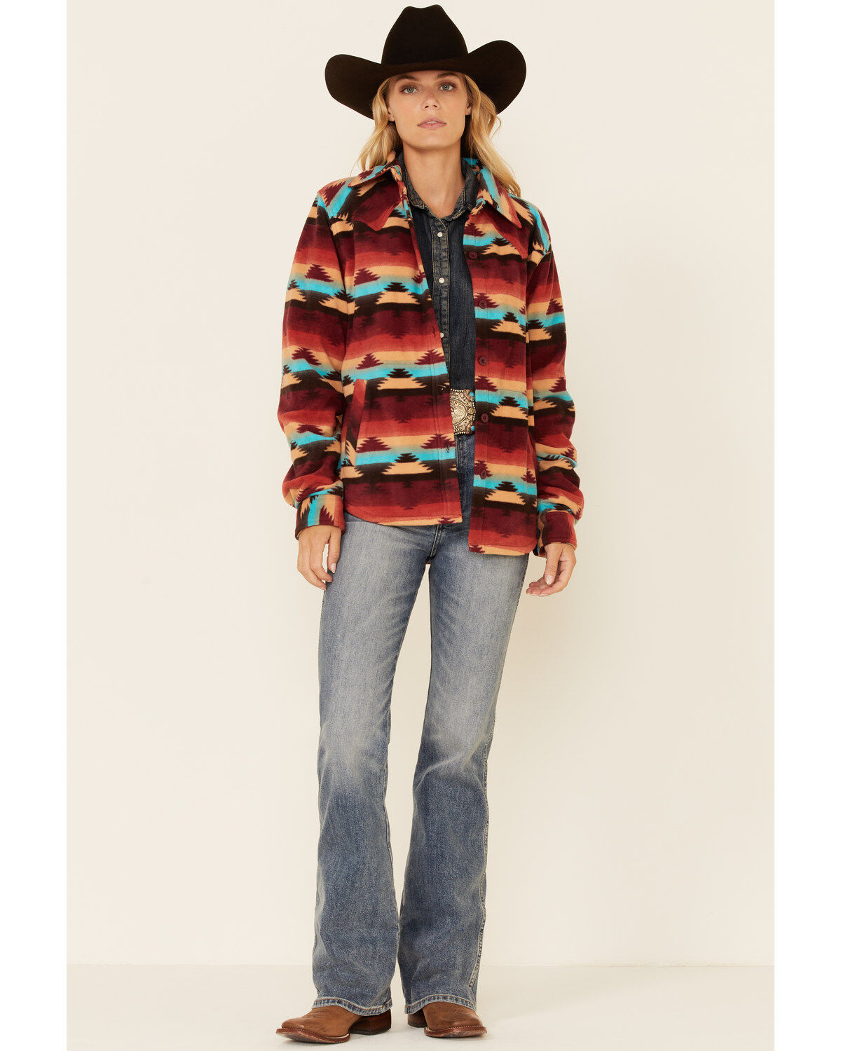 Image #2 - Outback Trading Co. Women's Southwestern Print Long Sleeve Button Down Western Big Shirt, , hi-res