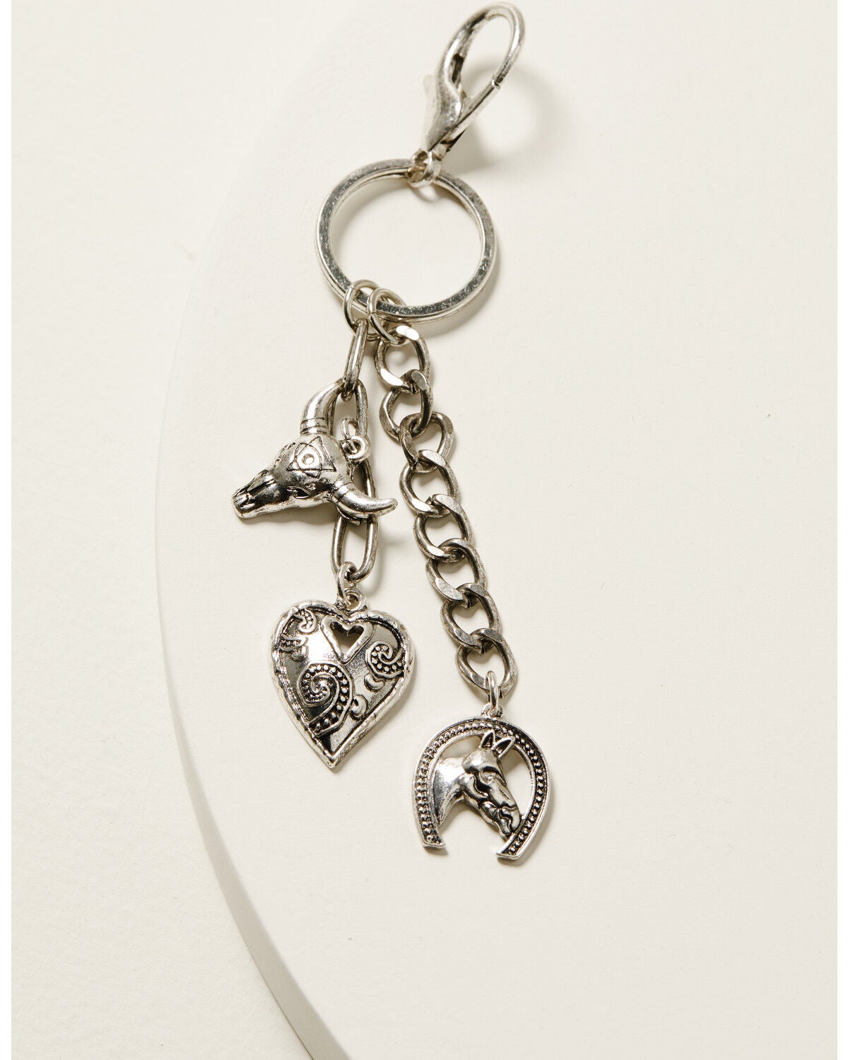Image #2 - Shyanne Women's Heart Bull Horn Bag Charm, Silver, hi-res