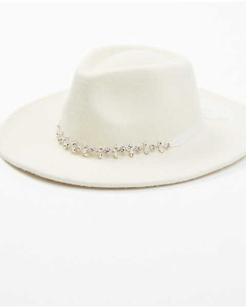 Nikki Beach Women's Cassini Crystal Rhinestone Fedora Hat, White, hi-res