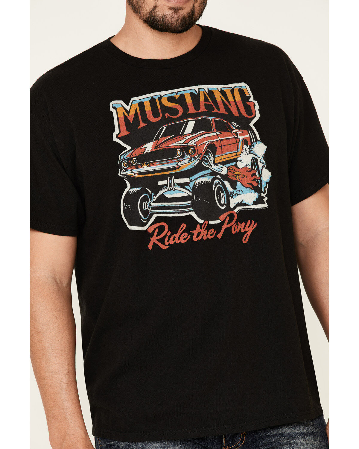 Image #3 - Junk Food Clothing Men's Mustang Ride The Pony Graphic T-Shirt, Black, hi-res