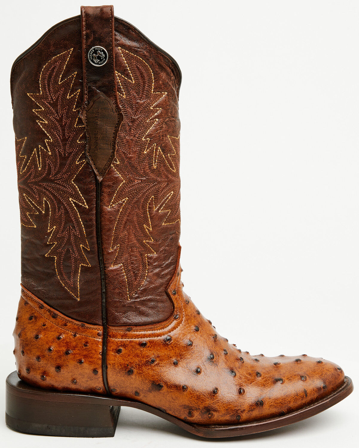 Tanner Mark Men's Ostrich Print Western Boots - Broad Square Toe