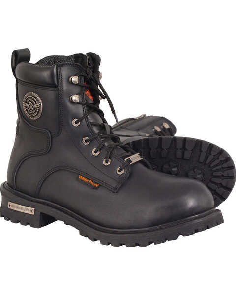 Milwaukee Leather Men's Waterproof Logger Boots - Round Toe , Black, hi-res