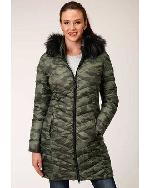 Roper Women's Camo Puffer Hooded Jacket, Camouflage, hi-res