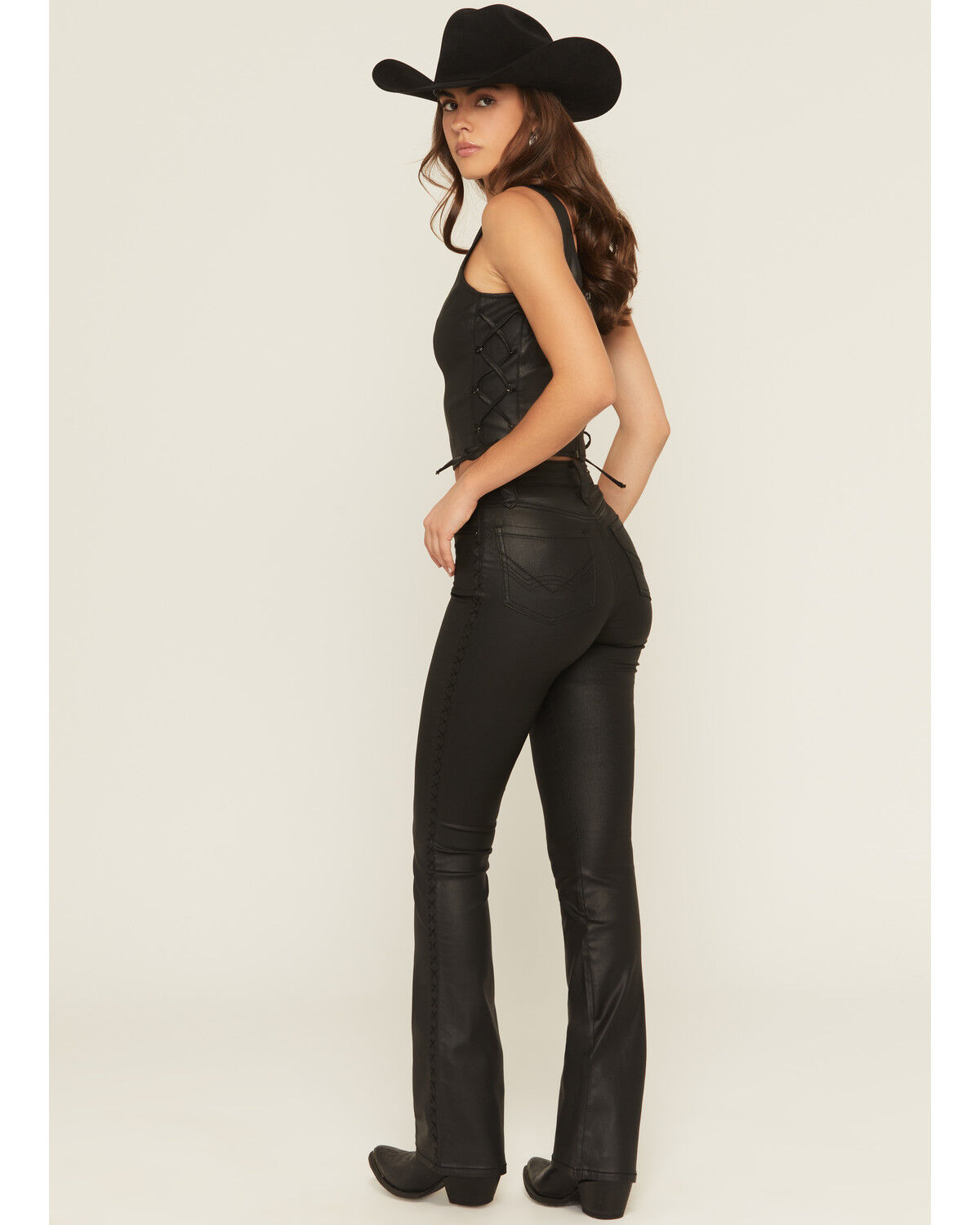 Product Name:  Idyllwind Women's Legend High Rise Coated Bootcut Lace-Up Detail Super Stretch Jeans