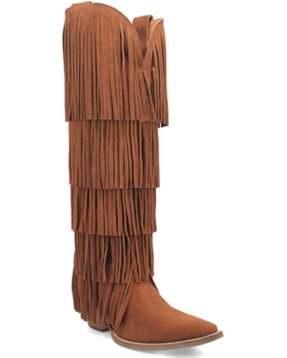 Dingo Women's Wild Child Suede Fringe Tall Western Boots - Snip Toe, Brown, hi-res