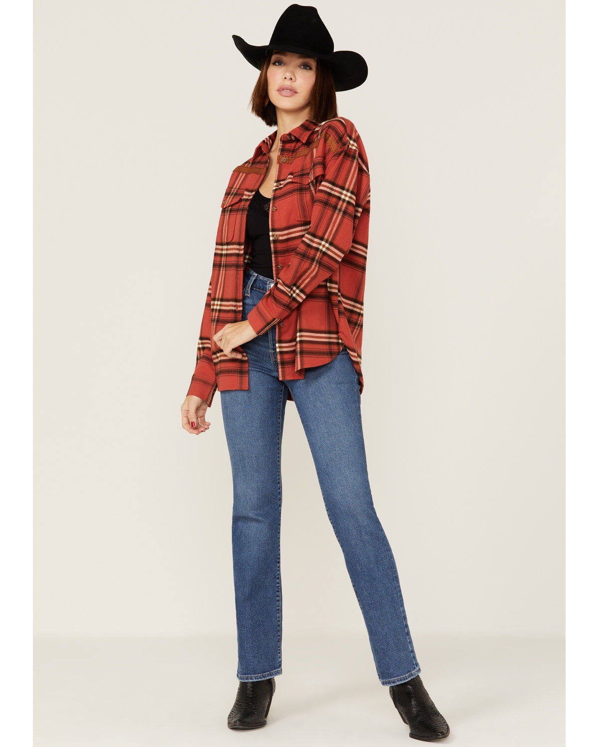 Image #4 - Cleo + Wolf Women's Cozy Spring Flannel, Brick Red, hi-res