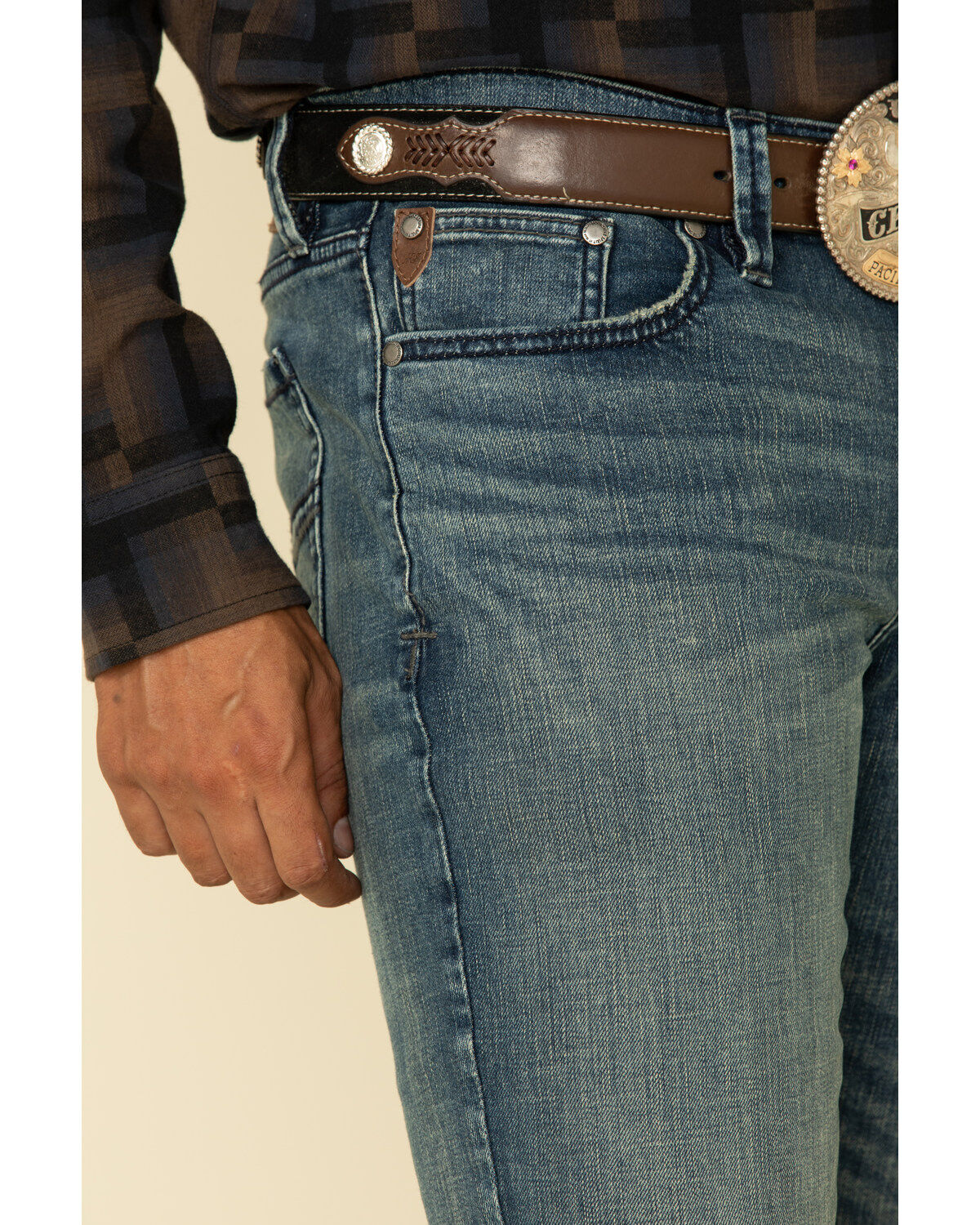 Image #4 - Moonshine Spirit Men's Deep Pockets Dark Wash Stretch Slim Boot Jeans , , hi-res