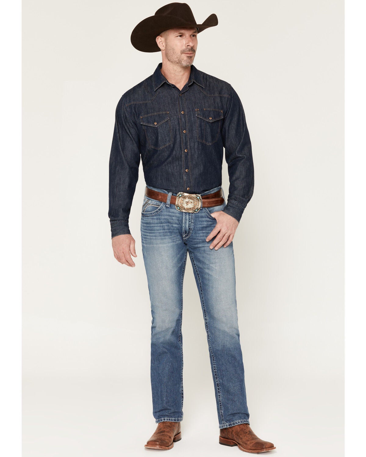 Ariat Men's M4 Logan Medium Wash Relaxed Straight Denim Jeans, Medium Wash, hi-res
