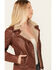 Image #2 - Mauritius Leather Women's Sherpa Collar Leather Moto Jacket, , hi-res
