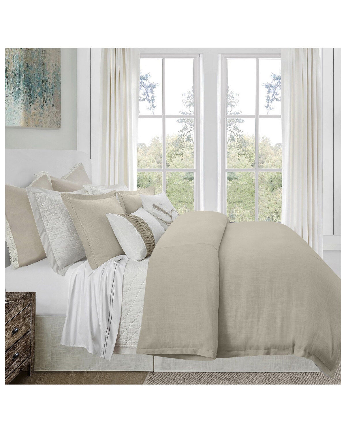 HiEnd Accents Hera 3pc Duvet Set - King, Tan, hi-res