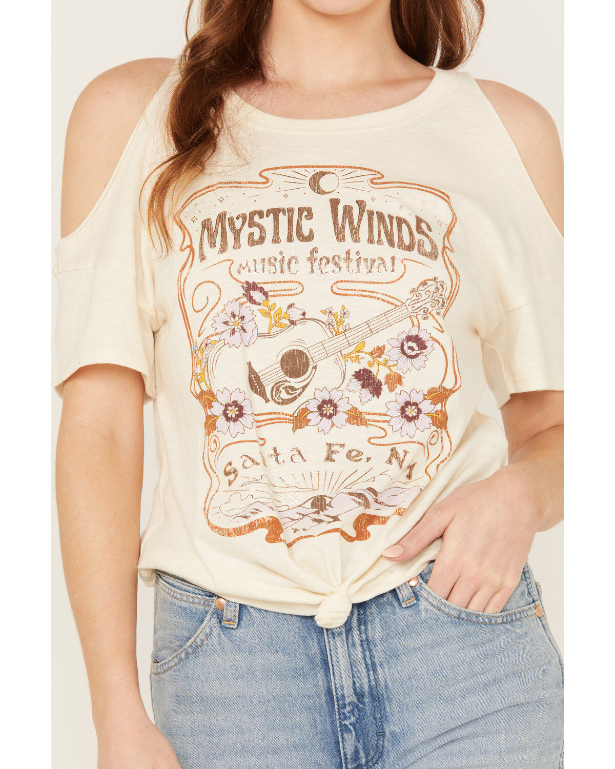 Image #3 - Shyanne Women's Mystic Winds Cold Shoulder Tee, Cream, hi-res