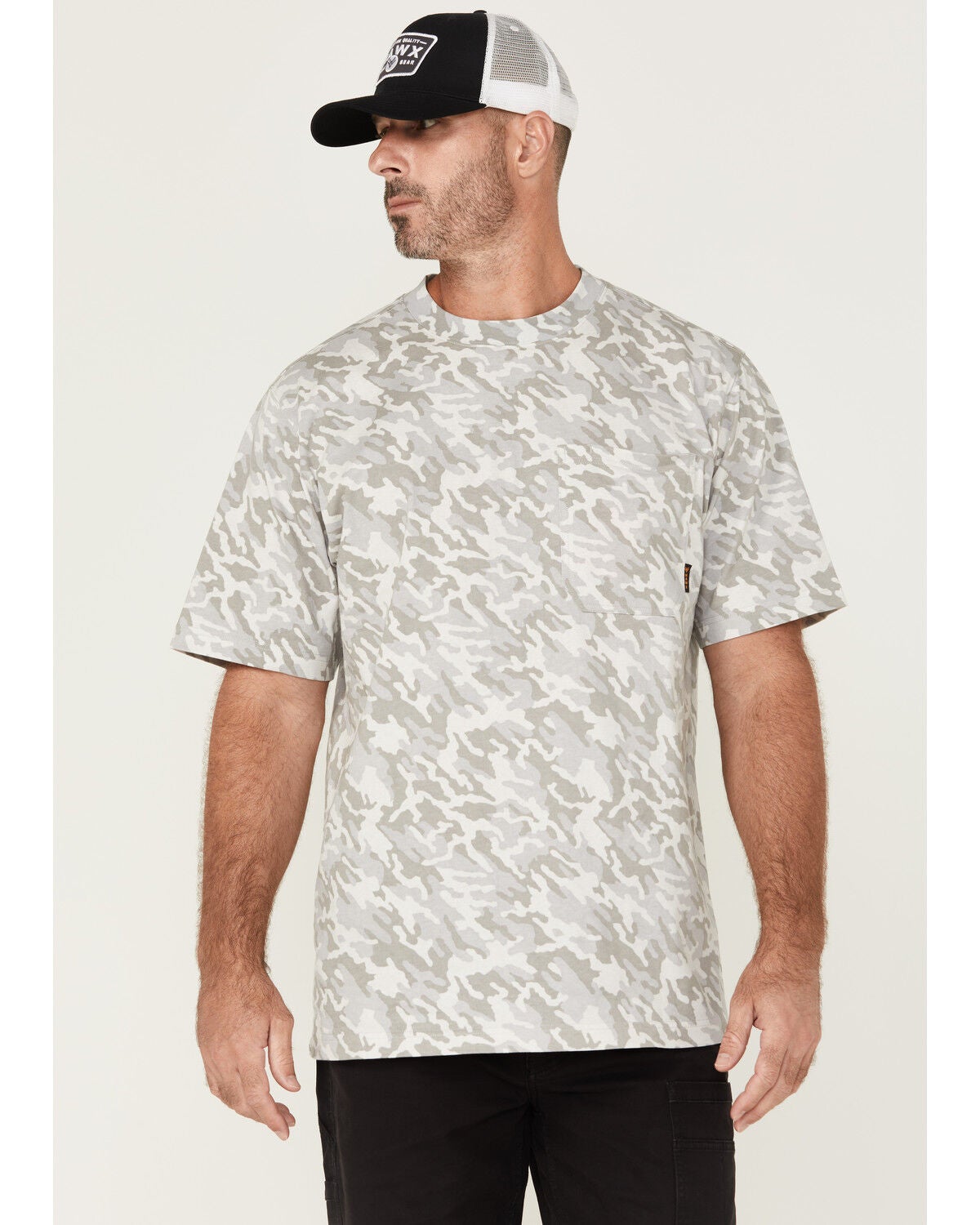 Hawx Men's Forge Camo Print Short Sleeve Work Shirt, Grey, hi-res