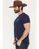 Image #2 - Ariat Men's Vertical Logo Short Sleeve Graphic T-Shirt, Blue, hi-res