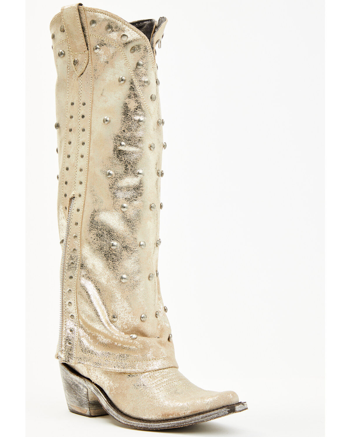 Image #1 - Liberty Black Women's Danet Tall Studded Western Boots - Round Toe, Gold, hi-res