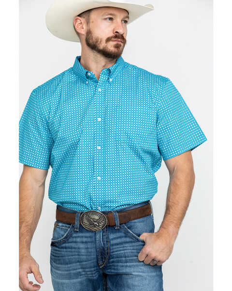 Image #1 - Cody James Core Men's Diamond Field Geo Print Short Sleeve Western Shirt, , hi-res