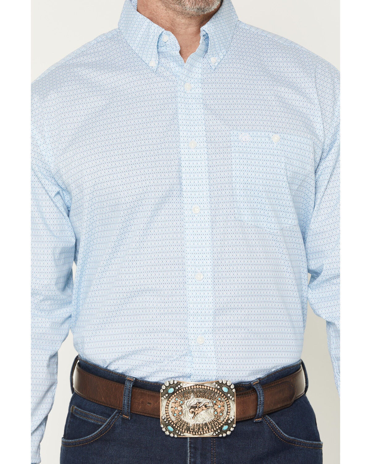 Image #3 - Wrangler Men's Geo Print Long Sleeve Button-Down Stretch Western Shirt - Big, Blue, hi-res